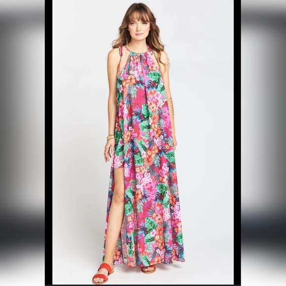 🌸 Show me your Mumu Rochester Maxi Dress Floral Flowy Dress Tropical Hawaiian - Picture 8 of 11